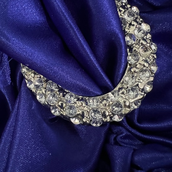 Ruched Cocktail Party Dress with Rhinestone Accents - Picture 6 of 10